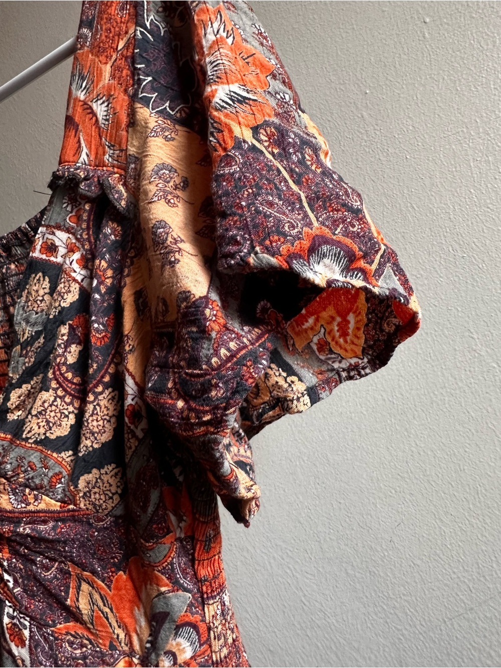 Angie Bohemian Paisley tiered Rust and Navy Floral Tie-Front Midi/Maxi - Picture 10 of 13